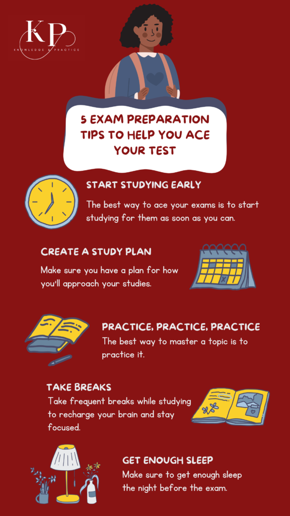 Exam Preparation Tips Infographic. KAP