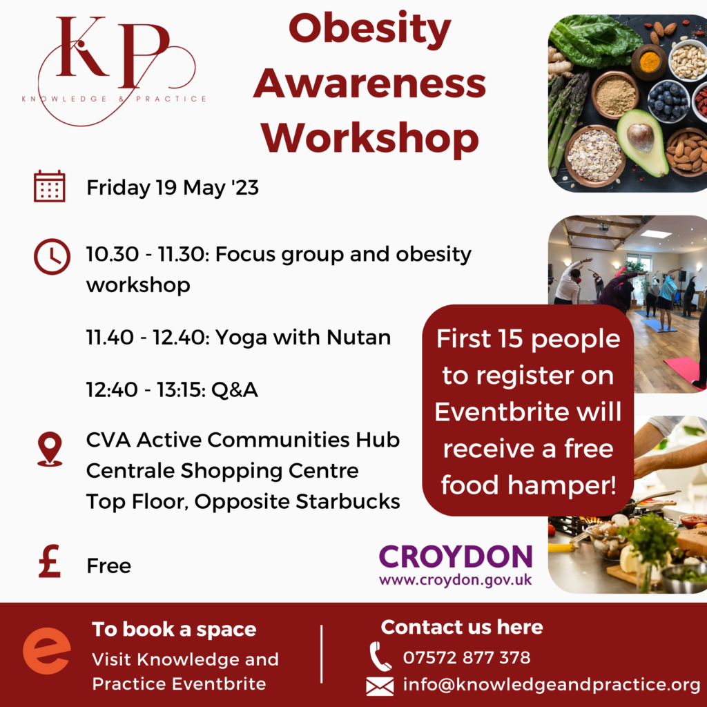 Obesity Awareness Workshop. Fri 15 May 2023. CVA Active Communities Hub